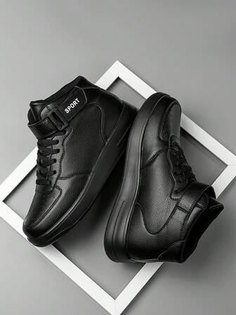 Men's Personalized Letter Patchwork High-Top Casual Sneakers, Fashionable Street Stylish Men's Shoes, Outdoor Hiking Casual White Shoes, Comfortable Running Couple Shoes