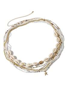 Set de 6 cadenas de cintura de metal con cuentas de turquesa vintage de estilo bohemio para mujeres de talla grande, decoradas con conchas de estrella de mar, estilo marino orgánico para verano y playa, accesorio de joyería para mujeres y niñas que puede combinarse con pantalones o faldas, ideal para San Valentín, Halloween y vacaciones