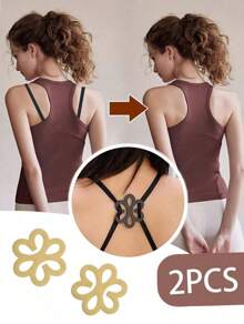 2pcs/4pcs Flower Shaped Bra Strap Clips, Invisible Anti-Slip Bra Strap Holders Women's Undergarment Accessories Invisible Slip-Proof Bra Strap Buckle For Lingerie - Crossback Straps, Transparent Buckle, Anti-Slip