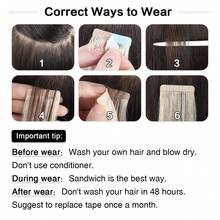 Extensiones de cabello humano con cinta adhesiva, 20 unidades, de 16 a 26 pulgadas, liso, sin costuras, con trama de piel, natural, negro, brasileño, virgen, liso, sin costuras, invisible. - S8 - Ver 4