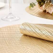 1/4/6/8pcs Oval Foil Coasters - Heat Insulation, Non-Slip, All Season Use, Easy To Clean, Suitable For Hotel, Restaurant, Western Dining Decor, Thermal Insulation Mat, Multipurpose Coaster, Enhance Dining Table Aesthetics, Practical & Fashionable! - PP Round Placemat - View 6