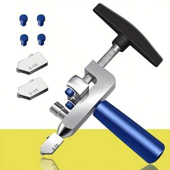2-In-1 Manual Glass & Tile Cutter With Diamond Wheel - DIY And Construction Precision Cutting Tool, Adjustable Metal Base & Clamps, Lightweight Portable Design (Sturdy Frame + Blue Screws), Ergonomic Handle, Durable Structure