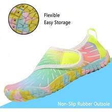 Shoes Barefoot Aqua Socks Outdoor Indoor Quick Dry Sandals Lightweight Slip On Walking Sneakers Beach Pool Swim (Little/Big) - 12-rainbow - 查看 3