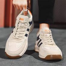 男士2026新款休闲复古软底防滑透气厚底跑步多功能运动鞋，脚窄或脚宽建议选购大一码。 - 米色 - 查看 5