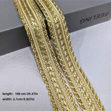 A Roll Of 1-Meter Polyester Double-Sided Diagonal Gold Bar, Middle Gold Ladder Woven Strap, Apricot Base/White Base/Black Base, Middle Eastern Long Robe Decorative Auxiliary Materials, Decorative Woven Inlaid Strap, Gold Wire Woven Strap, Arab Long Robe Clothing Auxiliary Materials, Long Robe Decoration, DIY Handmade Materials