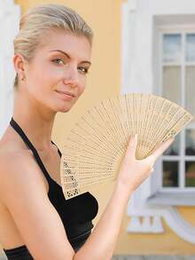 40/30/20/10 件木制婚礼扇，个性化雕花木制折叠扇，带欧根纱袋包装，优雅的木制扇子，适合婚礼回礼、新娘派对表演、宾客礼物、新娘季，非常适合婚礼、新娘送礼会、生日和家居装饰