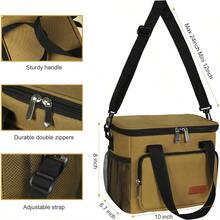 Local Shipping-Femuar Reusable Lunch Box For Men/Women - Insulated Lunch Bag Leakproof Lunchbox For Work Office Picnic Beach - Freezable Lunch Cooler Bag With Adjustable Shoulder Strap - Black - Màu Khaki - Xem 3