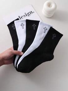 1/2/5/10 Paar unifarbene Socken mit Kreuz-Muster, unisex, ideal für Lässig, Outdoor-Sport und Aktivitäten wie Laufen, Radfahren, mit elastischen Bändern