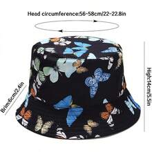 Reversible Bucket Hat For Women, Cute Beach Fisherman Style - Butterfly - View 9