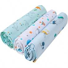 Kit Of 3 Baby Swaddles, Printed Or Plain, 80cm X 50cm - 100% Cotton - Karinho - 男生 - 查看 4
