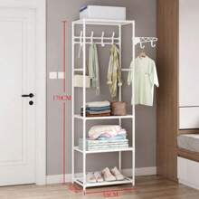 1 pieza Organizador de gabinete metálico de varios niveles con barra colgante, unidad de almacenamiento universal para ropa, zapatos, mantas, bolsos, sombreros, toallas - Resistente, fácil de montar, con recubrimiento en polvo, exhibición minorista industrial y científica