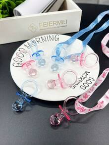 10pcs Baby Shower Pacifiers Necklace Acrylic Baby Pacifiers Party Favors Pacifiers Charm Pacifiers Necklace For Baby Shower Party Decorations Table Scatter, Pink Baby Shower Family Decorations Gifts - Multicolor - View 8