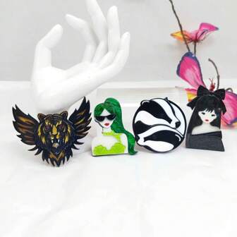 1pc Handmade Fashion 2D Flat Acrylic Brooch, Elegant & Stylish Design, Vintage-Inspired Minimalist Acrylic Brooch, Luxurious Mixed Style, Suitable For Scarves, Clothing & Bags Backpack For School