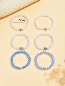 6 pièces/Set de bracelets perles ombré en acrylique style bohème pour femmes