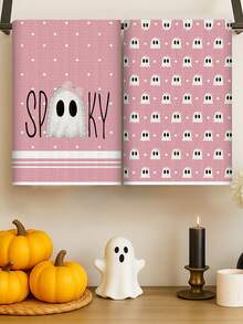 2 piezas de toallas de mano con tema de Halloween, toallas de cocina con diseños de fantasmas, calabazas, gatos negros y calaveras para decoración de Halloween, super absorbentes y secado rápido, decoraciones para fiesta de Halloween, decoración del hogar y la cocina, regalos y artículos de limpieza. - Paño de cocina de Halloween - Ver 5