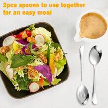 KUAOOAUK 6-teiliges Servierbesteck-Set, inklusive 3 Servierlöffeln mit Schlitzen und 3 Servierlöffeln aus Edelstahl, hochglanzpoliert, spülmaschinenfest