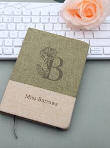1 Piece Personalized Custom Notebook, Custom Letter Flower, Name, Text Notebook. A5 Fabric Spliced Notebook, Suitable For Business Office, Study Record, Business Office Customization, Study Supplies Customization, School Supplies, Personalized, School, Notebook, Personalized Gift, Back-To-School Gift, Return To School School Supplies,Back To School