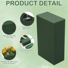 1pc Green Floral Foam, Rectangular Shaped Floral Craft Base, Suitable For Wedding Floral Decor Accessories