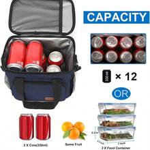 Local Shipping-Femuar Reusable Lunch Box For Men/Women - Insulated Lunch Bag Leakproof Lunchbox For Work Office Picnic Beach - Freezable Lunch Cooler Bag With Adjustable Shoulder Strap - Black - 深藍色 - 查看 2