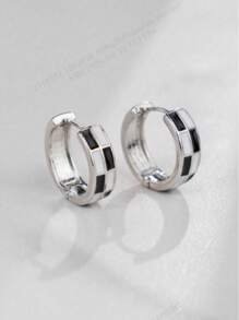 1 par de pendientes de cobre elegantes con estampado de tablero de ajedrez multicolor para mujer