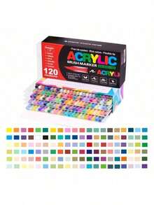 240/168/120/72/60/48/36/24/12 Color Direct Liquid Acrylic Marker Pens, Students Use Art Professional Drawing Drawing Color Soft-Head Marker Stackable Diy Graffiti Coloring Book Coloring Pen Can Draw Glass Stone Waterproof Body Painting Brush Christmas Gift, Back To School Gifts - Multicolor - View 23