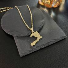 1pc Haiti Map Necklace Pendants For Women Girls,Gold Color Ayiti Jewelry Map Of Haiti
