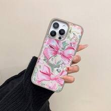 Macaron Magnetic Phone Case, A Protective Case That Combines Art And Freshness, With A Pink Bow And Flower Pattern, Suitable For Phone 16, 15 Pro Max, 14, 13PRO, 12PRO, 11, 11 Pro, 14 Pro Max, 15 Pro, 16 Plus, 13 - Light Grey - View 3
