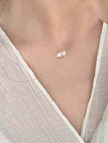 1pc Fashionable Geometric Pearl Bead Necklace, Suitable For Women In Any Occasion - Clear - View 2