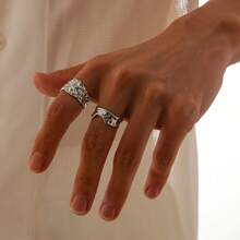 1pc Stainless Steel Adjustable Open Ring, Fashionable Versatile Classic Decorative Ring For Men