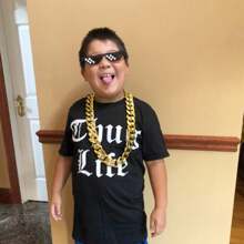 سلسلة هيب هوب من البلاستيك ضخمة بطريقة عشوائية للرجال ، قلادة مزيفة باللونين الذهبي والفضي لاكتمال زي ال-90،اكسسوار