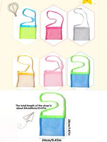 Beach Toys Mesh Beach Bag Shell Collection Bag With Zipper And Adjustable Shoulder Strap Crossbody Bag Cute Handbag Perfect For Collecting Shells Beach Toys And Swimming Accessories Toy Sorting Storage Bag Travel Accessories Essential Gifts For Boys, Summer - Multicolor - View 14