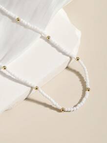 1pc Minimalist Classic Multi-Color Beaded Choker Necklace, Suitable For Women's Party And Daily Wear