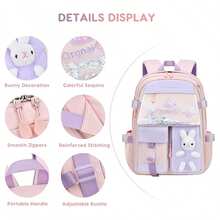Girls Rabbit Backpack, Bunny School Backpack, Backpack, Waterproof Large Capacity Schoolbag Suitable For Grades 1-6 - Blue - View 5