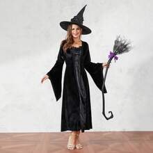 Witch Broom With Ribbon, Halloween Decoration Party Favor Photo Booth Accessories - A - View 6