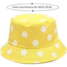 Reversible Bucket Hat For Women, Cute Beach Fisherman Style - Flower Yellow - View 11