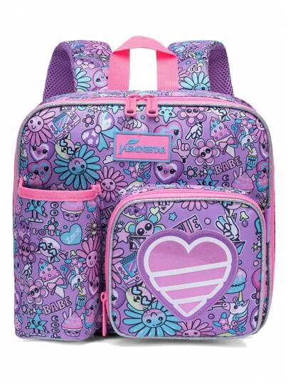 儿童时尚户外休闲独角兽保温午餐背包，适合日常活动，可调节肩带，耐用手柄，防水衬里，易于清洁，可重复使用的午餐背包