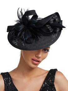 1pc Vintage Feathers Flower Arrow Fascinator Hat Women Church Kentucky Derby Fascinator Headband For Bridal Headwear Wedding Dress Hat Tea Party Accessories For Halloween Hair Accessories Women