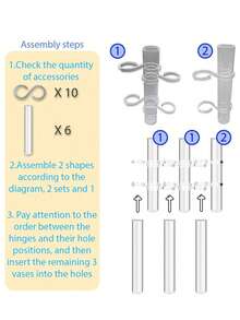 1 Set 6/8pcs Transparent Glass Vase,Hydroponic Vases For Fresh Flowers And Plants,Foldable Vase Design,Home Decor,Room Decor, Bedroom Decor,Table Decor,Living Room Decor, Garden Decor,Wedding Decoration,Holiday Gifts Flower Vase