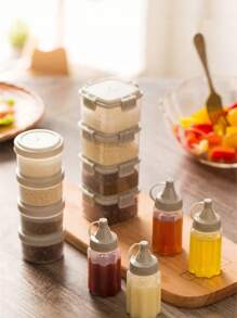 1/4 Stücke Gewürzdosierflasche Haushalt, transparente Sauce Flasche, Quetschflasche, geeignet für Büro, Lunchbox, Picknick, Öl, Sojasoße, Honig, Salat, Gewürz Flasche, Outdoor Grillen Gewürz Flasche, Küchen Gewürz Glas, Küchen Zubehör