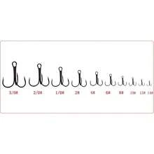 GuaziV 50pcs Lot Treble Hooks Classic Fishing Hooks Strong Sharp Tackle Hooks Size: 3 0 2 0 1 0 2 4 6 8 10 12 14 - Black - View 2