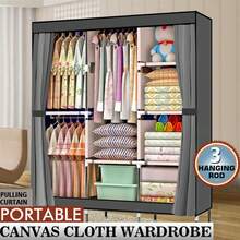 71" Portable Closet Wardrobe Clothes Rack Storage Organizer With Shelf Black/Gray/Blue - 灰色 - 查看 3