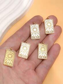 5pcs Vintage Tarot Card Charms, Alloy Pendants For DIY Necklace Bracelet Jewelry Making, M842