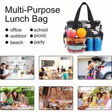 Local Shipping-Femuar Reusable Lunch Box For Men/Women - Insulated Lunch Bag Leakproof Lunchbox For Work Office Picnic Beach - Freezable Lunch Cooler Bag With Adjustable Shoulder Strap - Black - Hoa hồng - Xem 7