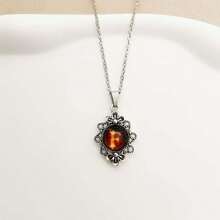 1pc Vintage Stainless Steel Chain Necklace With 26pcs Flame Shaped Letter Pendant