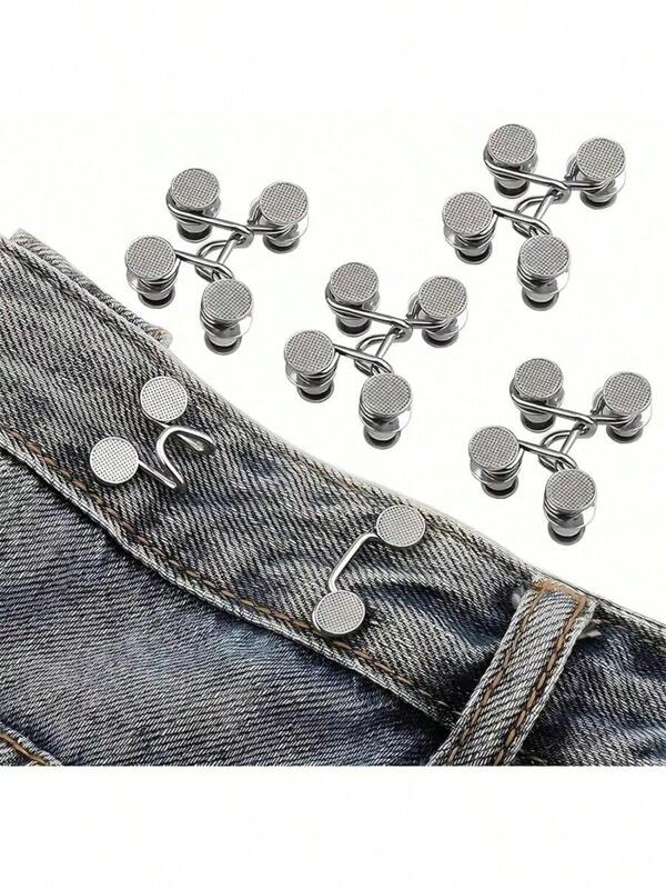 1/2pairs Round Waist Tightener Buckle Pants Pins For Jeans, Skirts, Pants, Collar Buttons Brooch Pins For Women And Men, High Quality Metal, Durable, No Tools Instant Pant Adjustable Button Pins, Metal Anti-Walking Light Brooch, Fashion And Detachable Pant Clip, Travel Essential, Bag Accessories For Girl, Student And Gift For Mom