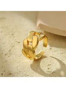 Anillo abierto de diseño de cadena gruesa y pesada de plata S925, personalizado, moda coreana