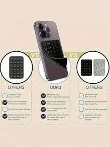 1/4pcs Silicone Suction Cup Phone Holder, 28 Independent Suction Cups Reusable Double-Sided Stand, Silicone Phone Grip, Suction Cup Phone Holder, Hands Free Phone Handle, Finger Ring Stand Compatible With Iphone & Android,It Is Suitable For Smooth Glass Back Cover Of Mobile Phone, Not For Rough Frosted Back Cover Of Mobile Phone,Suitable For Makeup, Fitness, Shower, Car And Kitchen Use