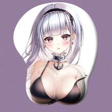 Tappetino per mouse con poggiapolsi in silicone 3D con motivo anime e cartoon, per aumentare il seno in 3D.