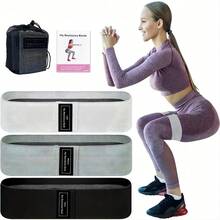 Bộ 3 dây đàn hồi lò xo cho hông, dây kháng lực tập yoga, dây tập thể dục rộng, dây tập chân, vòng cho bài tập squat, tập thể dục ngoài trời, tập mông, dây kháng lực - Nhiều màu - Xem 5