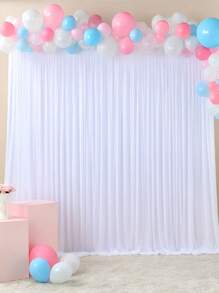 1 pieza Cortina de fondo para ceremonia de boda de satén blanco romántico de poliéster en 3 tamaños (27.5in X118.4in - 78.7in X78.7in X120.2in), adecuada para bodas, fiestas de boda, cumpleaños, aniversarios, San Valentín, Día de la Madre, Navidad, y celebraciones